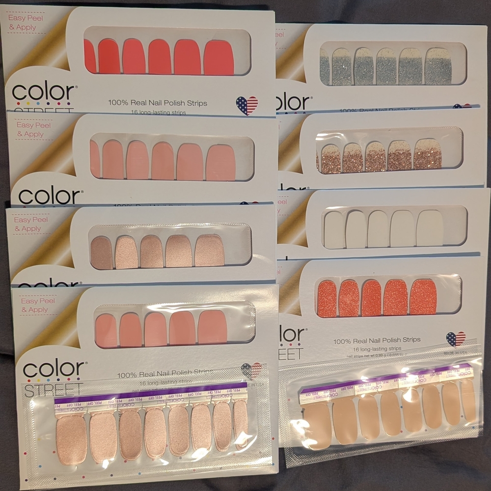 Color Street Nail Polish Strips - Pink, Silver, Peach, Gold, Rose Gold